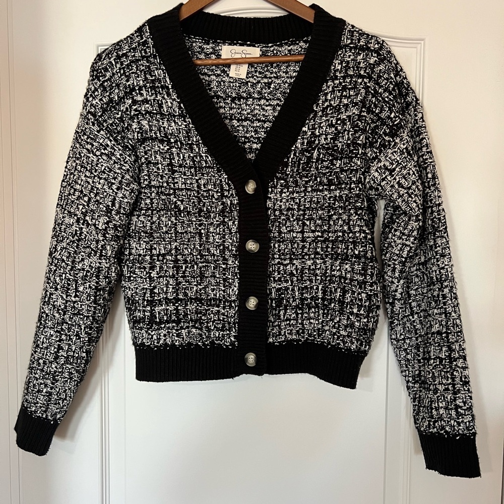 Jessica Simpson Black and White Knit Cardigan
